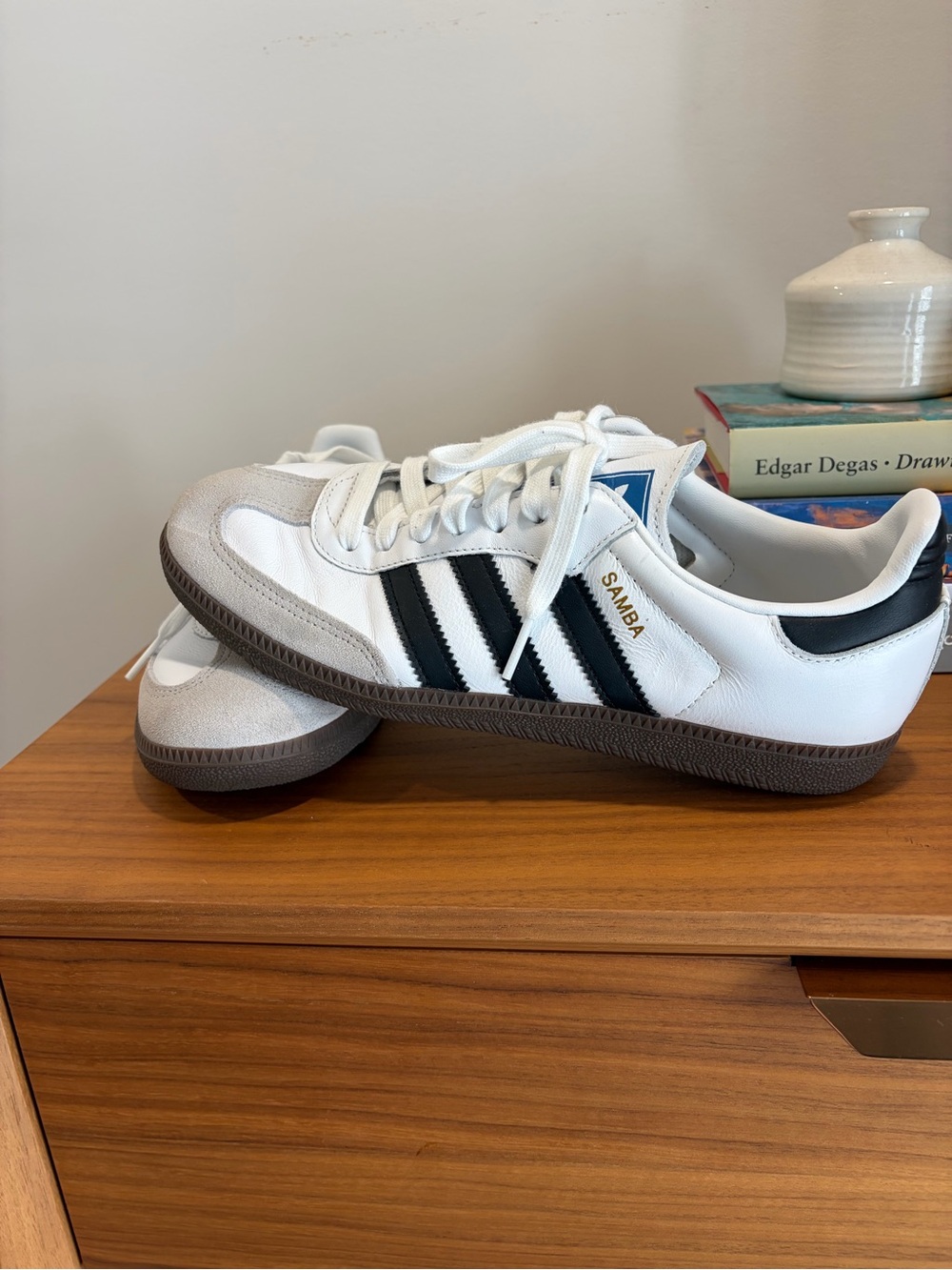 adidas White Samba Sneakers with Black Stripes